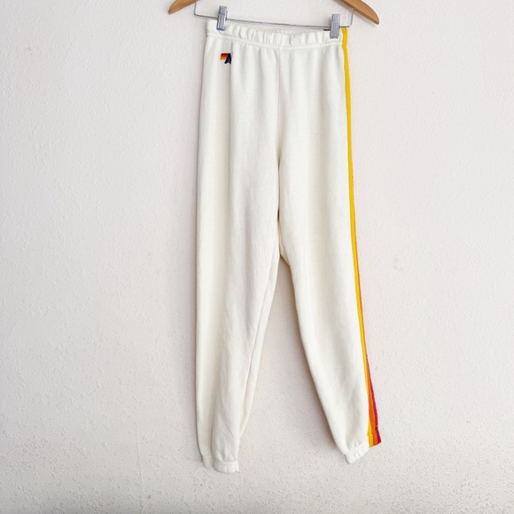 Aviator Nation Pants - Aviator Nation 5 Stripe Cream Sweatpants Size XS